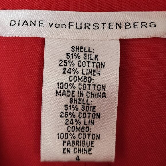 DIANE VON FURSTENBERG Safari Shirt Belted Utility Dress Silk Cotton Linen Pocket - Picture 4 of 9